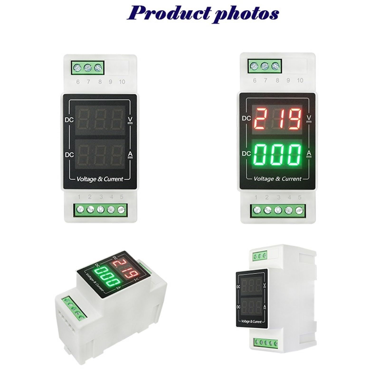 1 szt. YB103VA Woltomierz DC z dwoma przewodami, amperomierz, szyna DIN, cyfrowy miernik napięcia 24 V, 100 V, 300 V, 600 V, 5A, 20A, 50A, 100 A, 500 A, 500 A, tester napięcia (DC10A, DC14-300V)