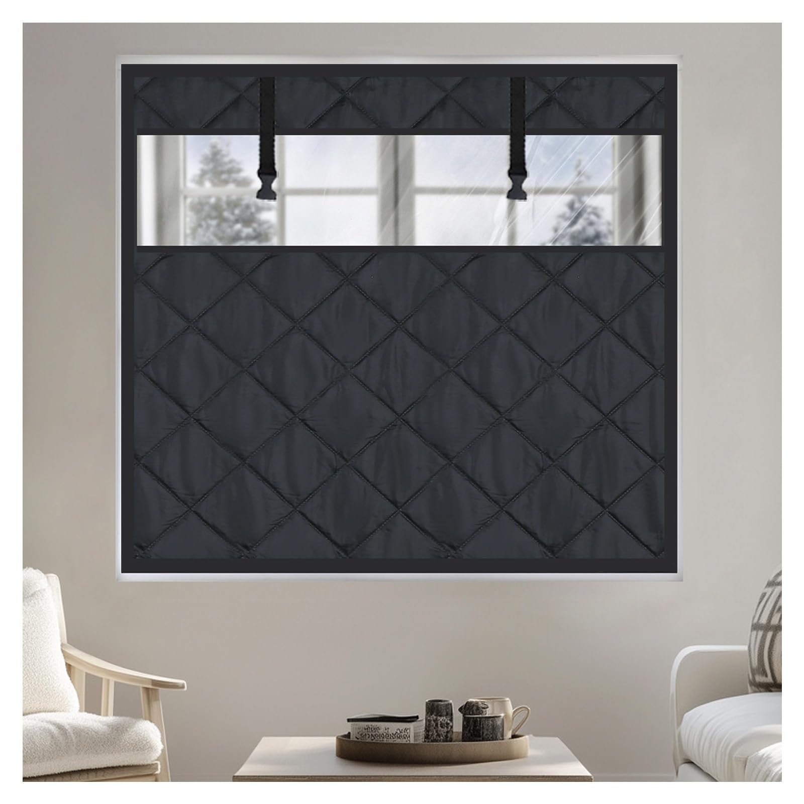 Kit di isolamento termico visibile per finestre per l'inverno, copertura isolante in tessuto Oxford impermeabile, tenda per tenere al caldo con strato di cotone