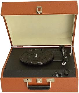 Record Players, Phonograph Creative Antique Bluetooth Audio Vinyl Record Player PU Retro Phonograph Wooden European