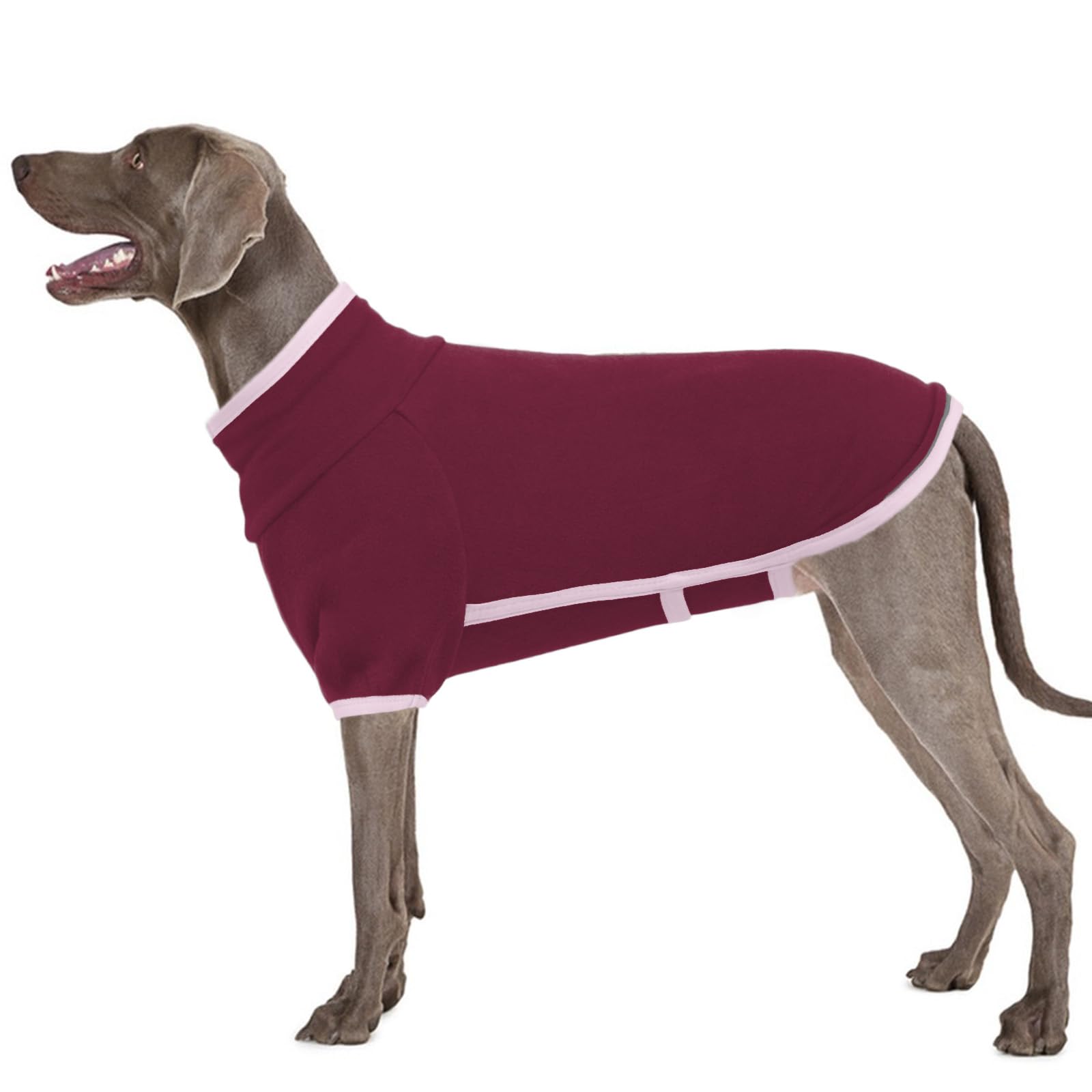 Dog Fleece Jumper Large, Winter Dog Clothes Warm Sweatshirt Indoor Fleece Coat Stretchy & No Restriction On Movement(Red, 2XL)