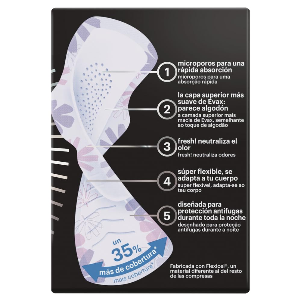 Evax Liberty Noche Compresas Con Alas, 72 unidades, No Notarás Que Las Llevas - 3