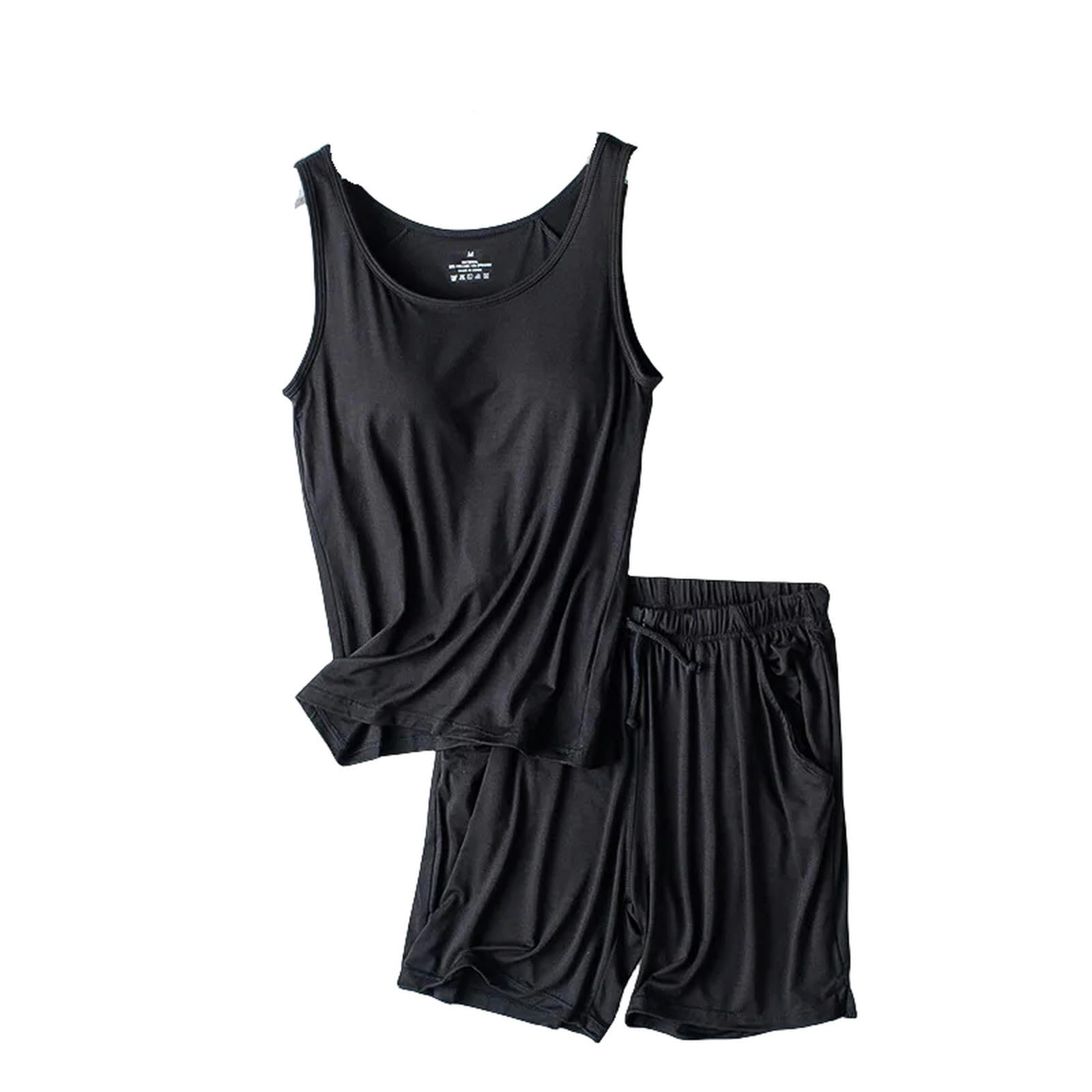 Pigiama Donna Shorts A Due Pezzi di Pigiami da Donna Estivo con Pad del Petto in Lingerie Senza Cucitura A Camisole per Homewear Pigiama
