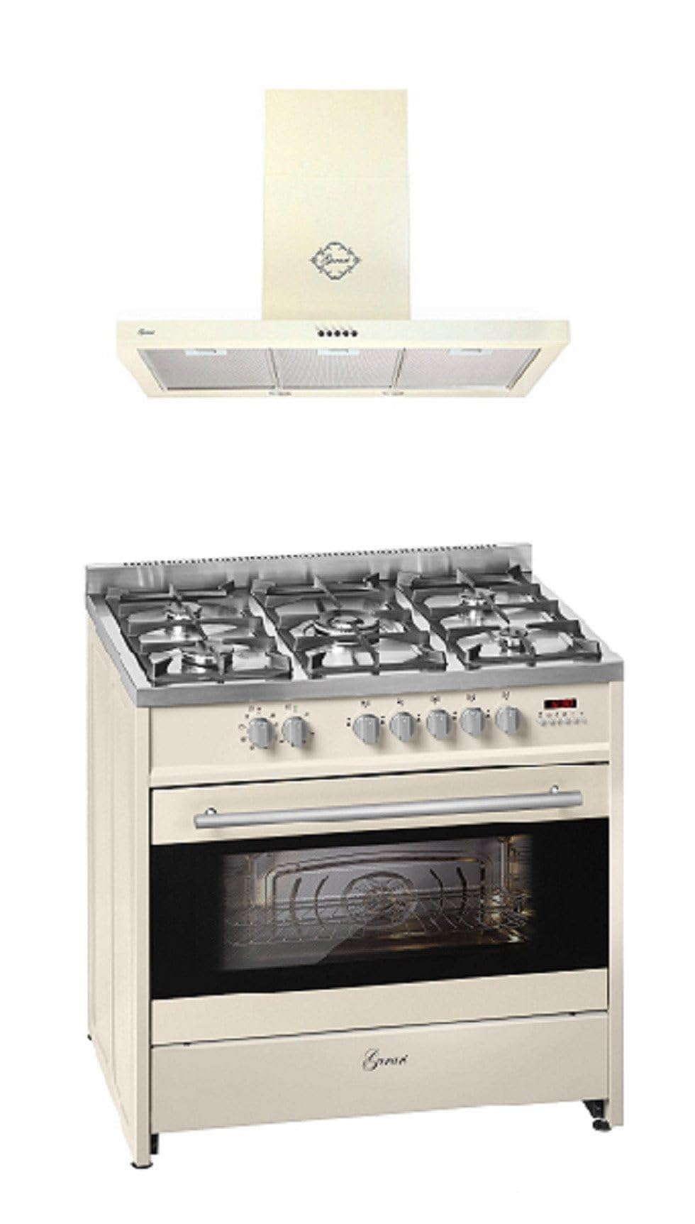 GURARI GCH E 911 Cr + GCH 461 BG 9 kuchenka gazowa, 90 cm, 121 l, okap kuchenny 90 cm