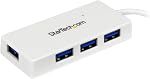 StarTech.com 4 Port USB 3.0 Hub – Câble intégré – Compact – SuperSpeed – noir – USB Fendeur – USB Expandeur de port – USB 3 Portable mini quai de voyage multiports, USB Extendeur, Entreprise PC Ordinateurs portables Mac, compatible avec les rétro-rétrospecteurs