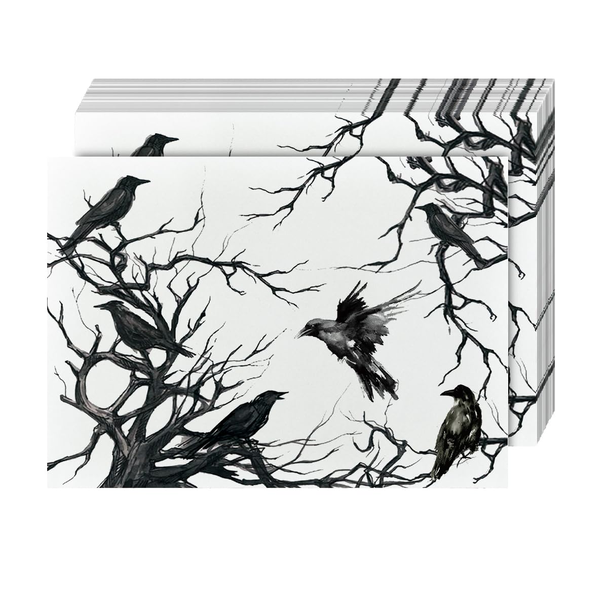 Artoid Mode Silhouette Tree Crows Halloween Paper Placemats 100 Pack