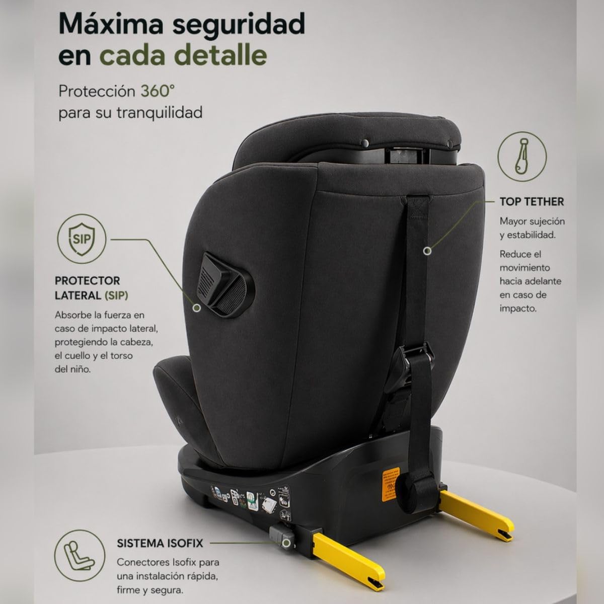 First Step Kronos 360° Silla Coche Bebé i-Size (40-150 cm), Silla Coche ISOFIX Giratoria, Grupo 0/1/2/3, Contramarcha hasta 4 Años, Reclinable 4 Posiciones, Arnés 5 Puntos, 0-12 Años, Negro