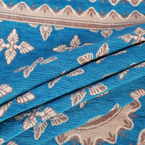 Image of Premium Chenille Woven Anti-Slip 2 Seater Sofa Cover with Arm Rest | L-Shape Sofa Seat Protector for Living Room | Durable & Stylish Slipcover - Turquoise - Floral