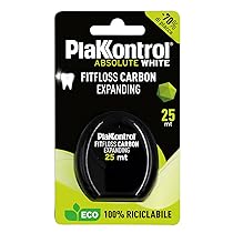 Plakkontrol® Fit Floss Carbon Expanding, fili interdentale sbiancante nero, espandibile con microparticelle di carboni attivi vegetali – 1 pz, 25 m, peso confezione: ℮ 23 g