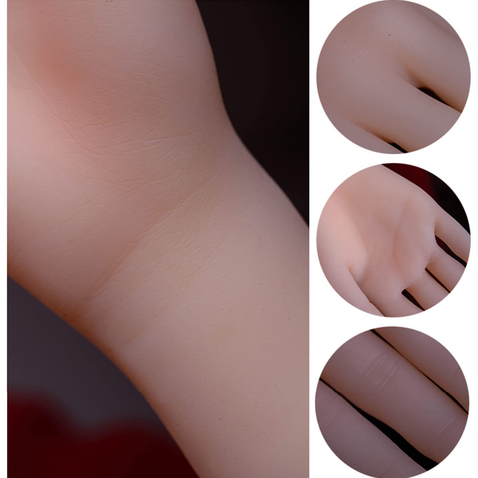 Mano in Silicone con Scheletro Femminile Visualizza Manichino Modello Morbido Gioielli Anello Guanto Braccialetto Braccialetto Tatuaggio,Pelle,Single