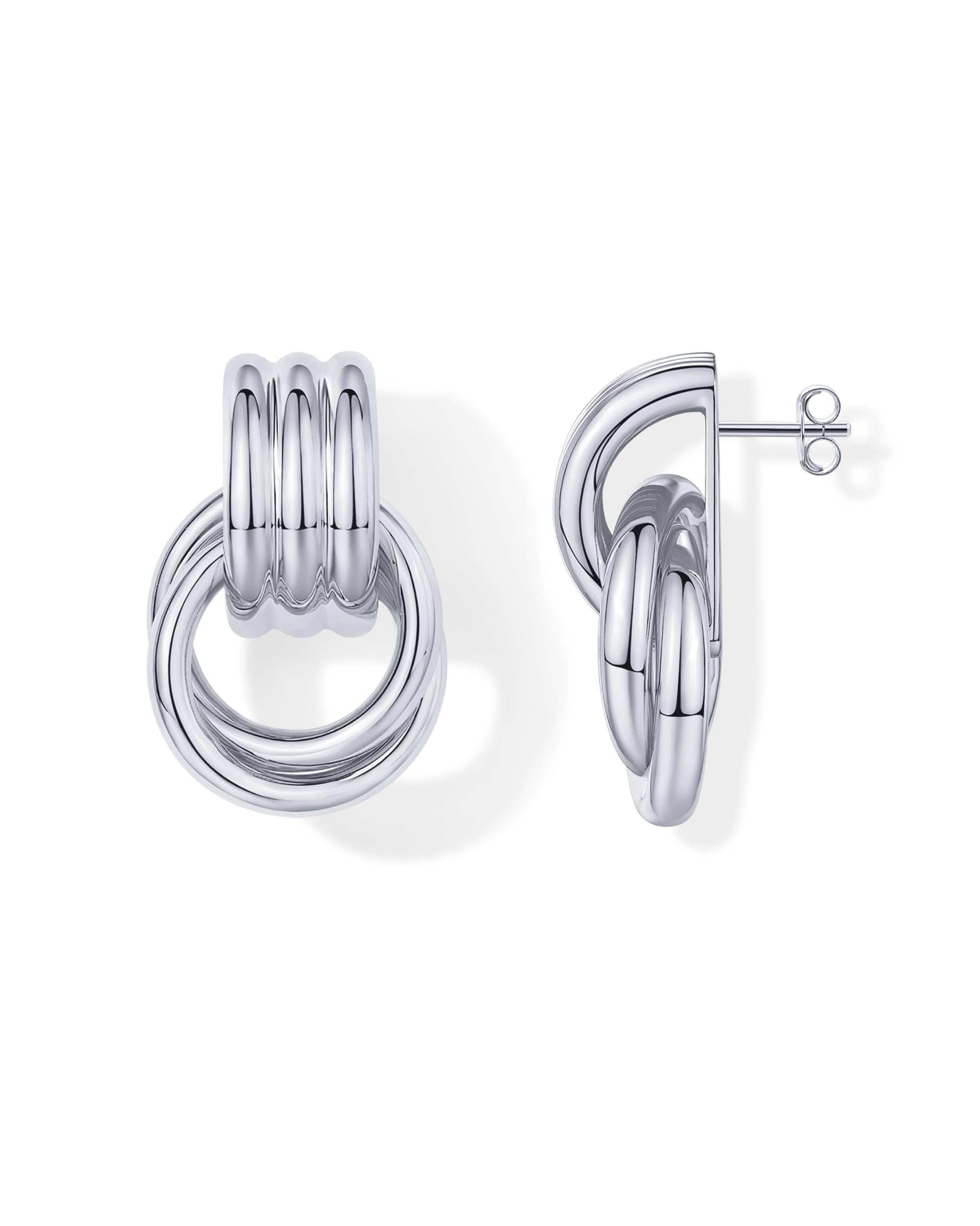 PAVOI14K Gold Plated Chunky Dangle Door Knocker Earrings for Women | Trendy Geometric Drop Statement Earrings | Jewelry Gifts