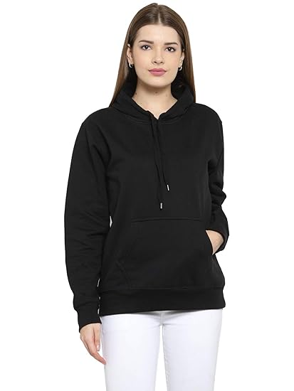Black Cotton Women's Comfort Styled Hooded Sweatshirt