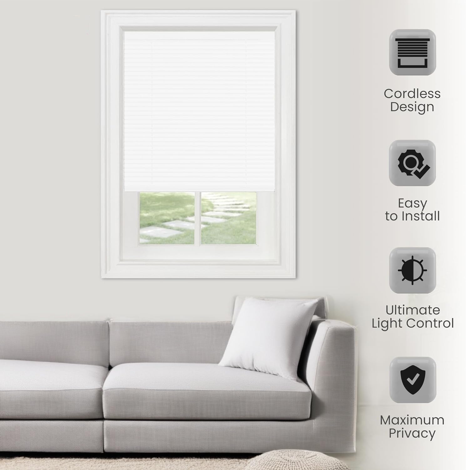 Cordless Room Darkening Venetian Blind Mini Blinds Aluminum Blinds Vinyl Blinds PVC Blinds Blinds for Windows Blinds & Shades for Indoor & Ourdoor by White.16 W x 50" H