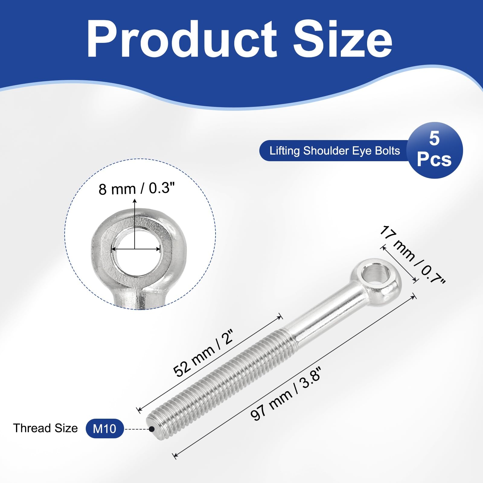 PATIKIL M10x97mm Lifting Shoulder Eye Bolts - Image 2