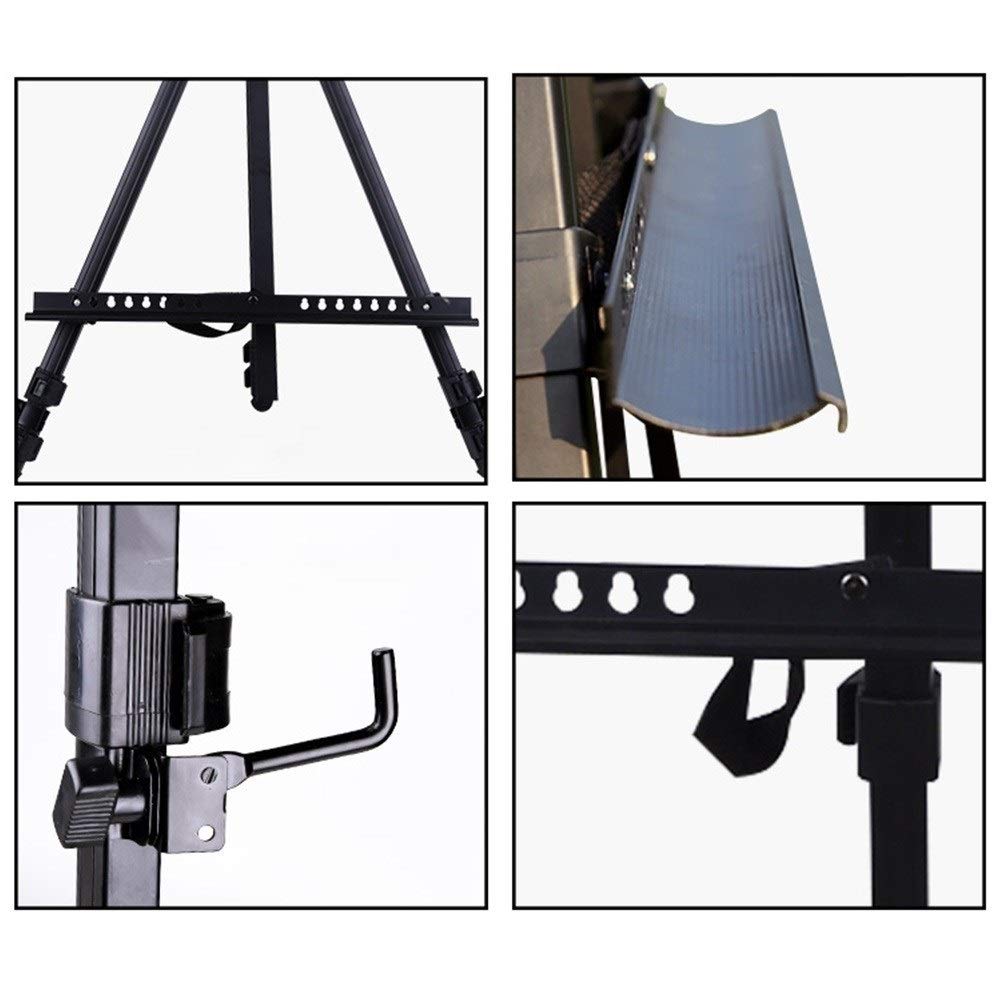 Caballete telescópico plegable para estudio de campo, para pintura, trípode con bolsa de transporte, color negro (caballete + tablero de dibujo 4K)