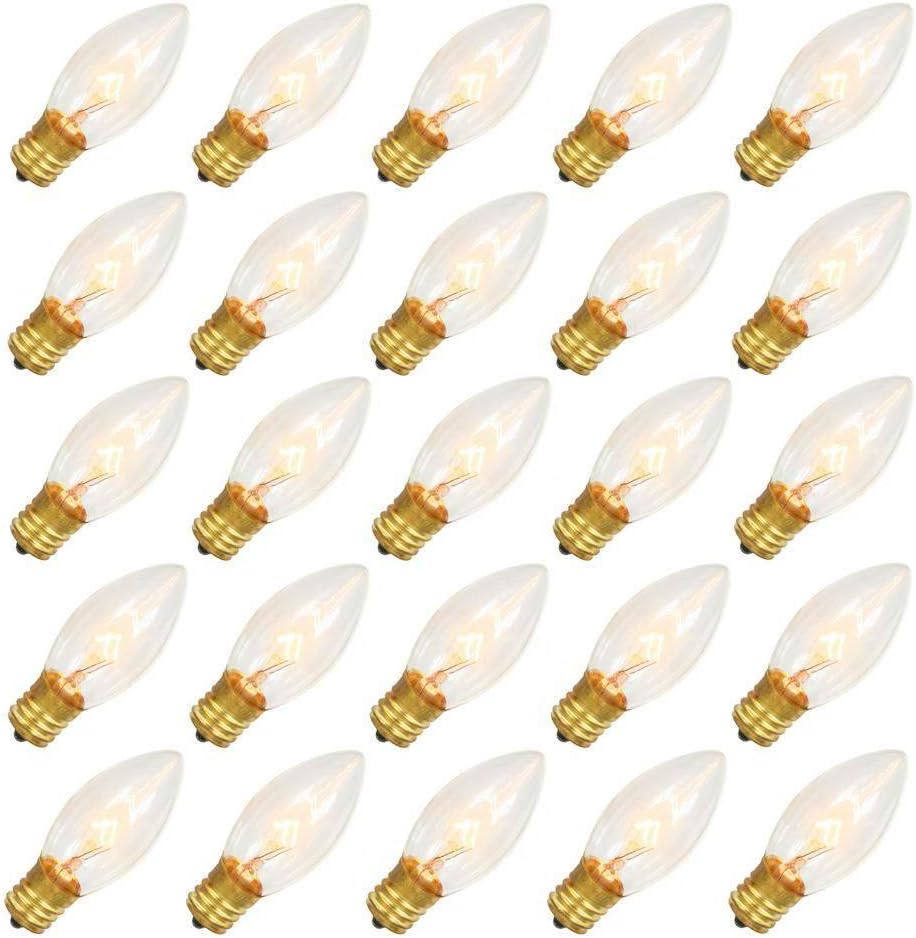 Vickerman 297414-7 watt 130 volt C9 Intermediate Screw Base Clear (25 pack) Christmas Light Bulbs (V472131-25)