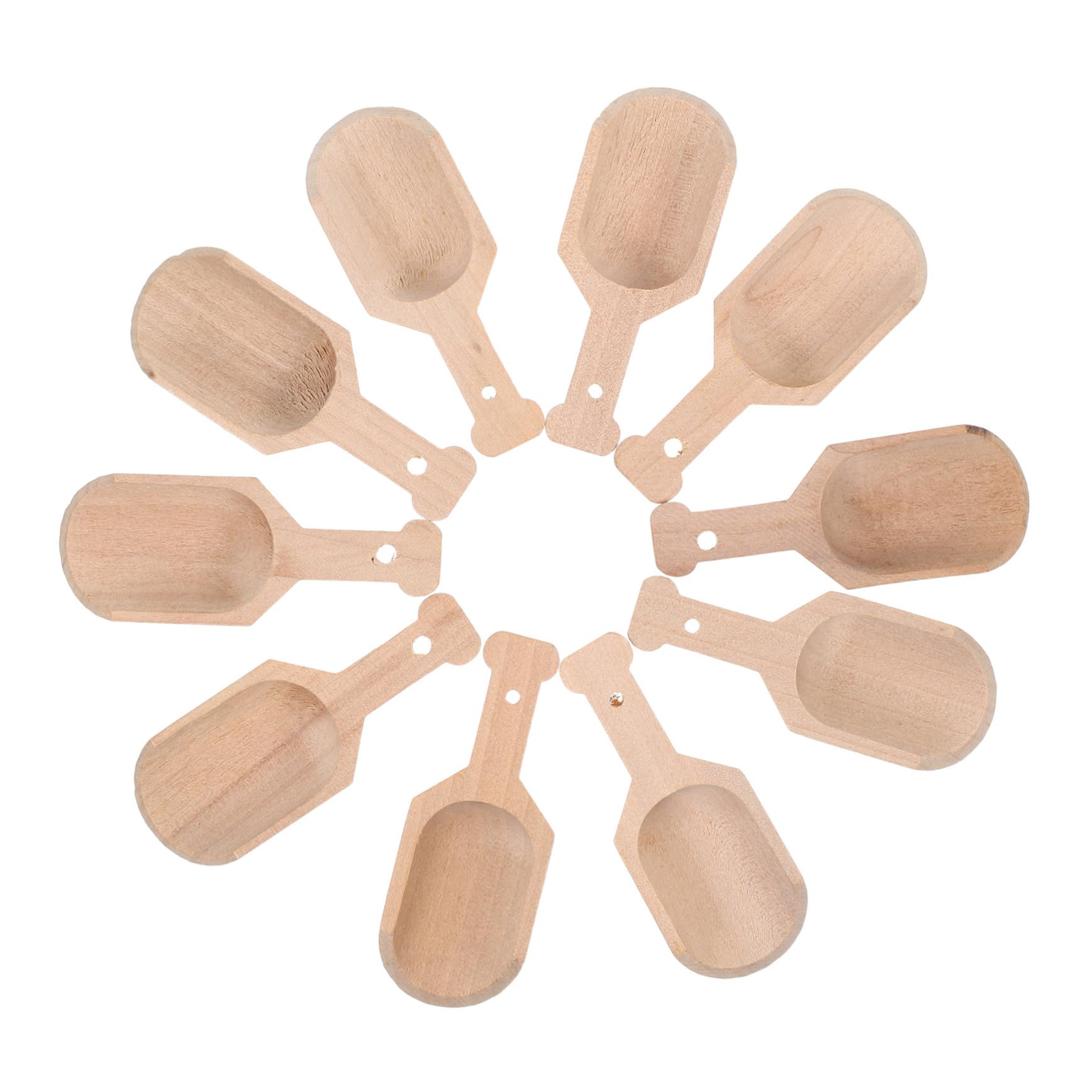 HEALLILY 10pcs Japanese Style Wooden Tea Spoons Small Multi-functional Spoons for Tea Coffee Honey and Condiments Kitchen Accessory for Home Use