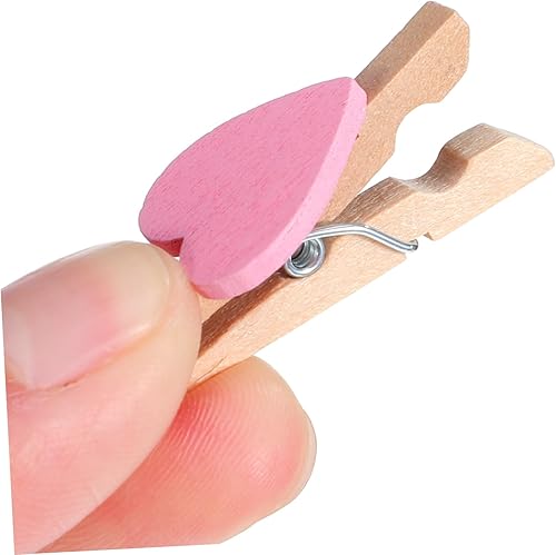 Miniatura 3 de 50pcs Love Wood Clips Rosa Accesorios para Decoración del Hogar Foto Mini Clips