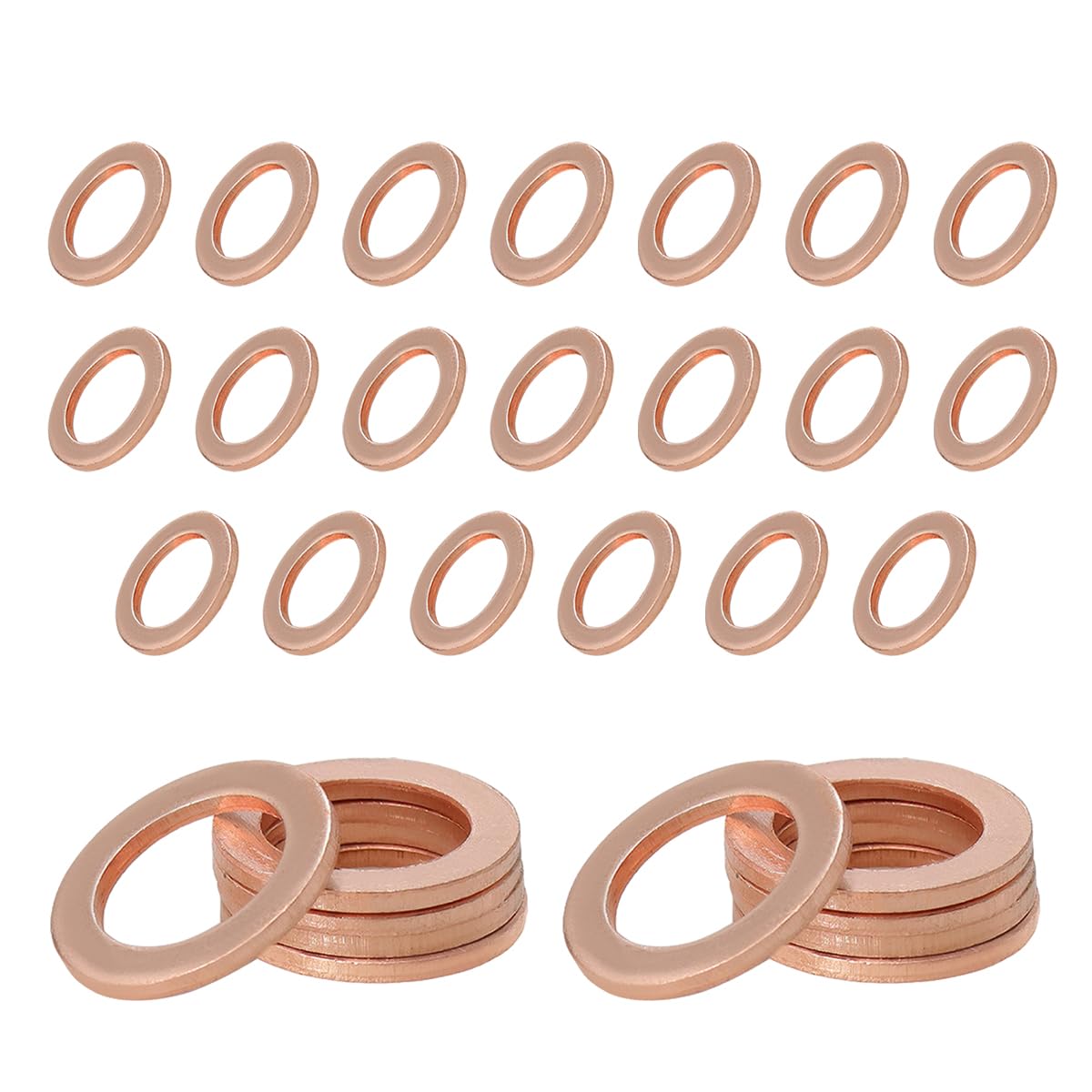 30 PCS Oil Drain Plug Gasket, 14mm Copper Oil Drain Plug Washer Gaskets Seals Replacement, Crush Washer Oil Drain Plug for OEM PN Part 007603-014106, Car Accessories