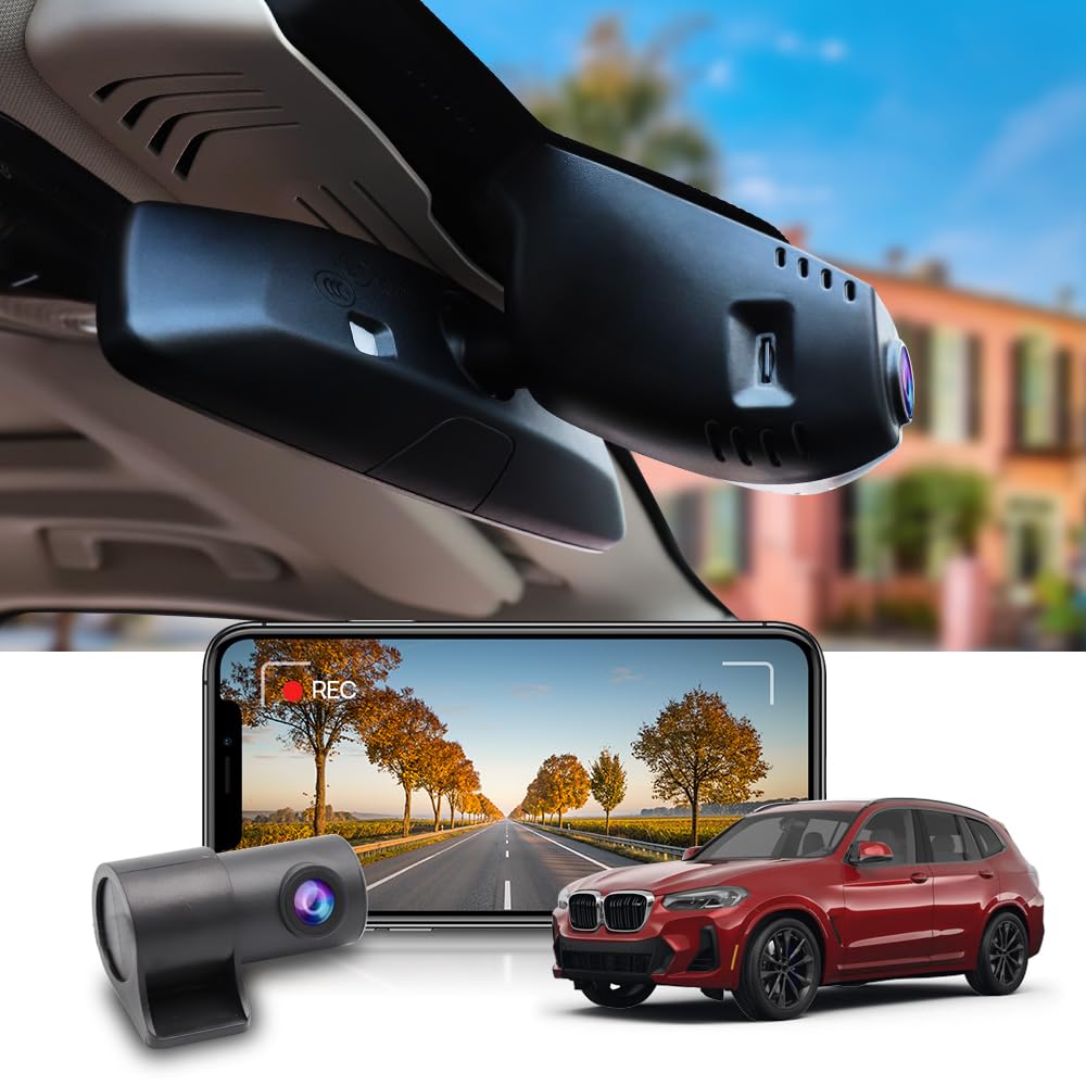 Fitcamx Dashcam Cámara Coche 2160P+1080P Adecuado para BMW X3 X3 M (HD2-6153) 2018-2024 M40i Sdrive Xdrive30i 30e (G01), OEM Dashcam 4K UHD Video WiFi, Sensor G, Grabación en Bucle, WDR, Tarjeta 128GB