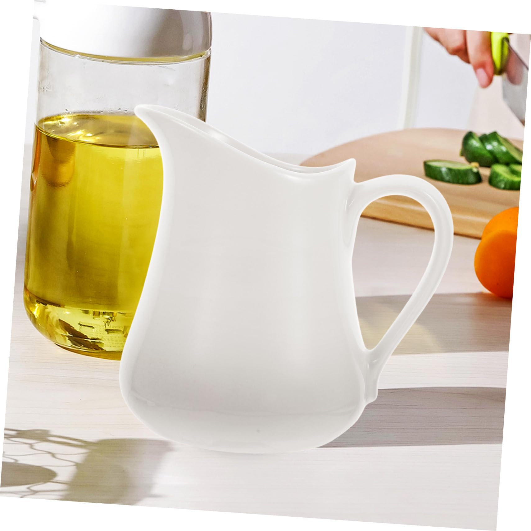 Anneome Brocca per Latte Bianca in Ceramica Manico Dispenser per caffè e tè Piccola Lattiera per Salse e Bevande