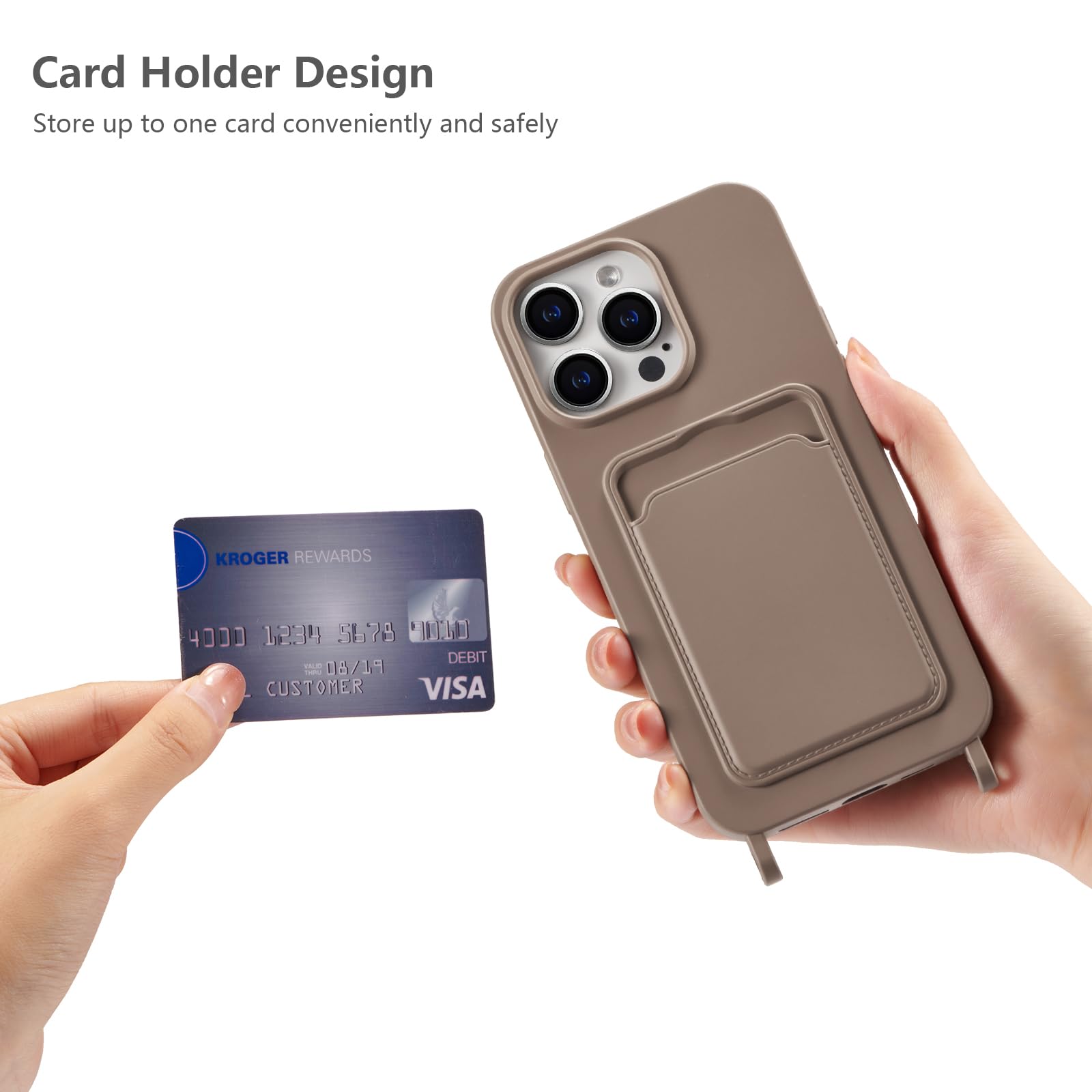 ZTOFERA Custodia a tracolla per iPhone 14 Pro Max, in pelle PU opaca + morbido TPU Flip Wallet Custodia posteriore magnetica con porta carte di credito Tracolla regolabile Cordino da collo Custodia