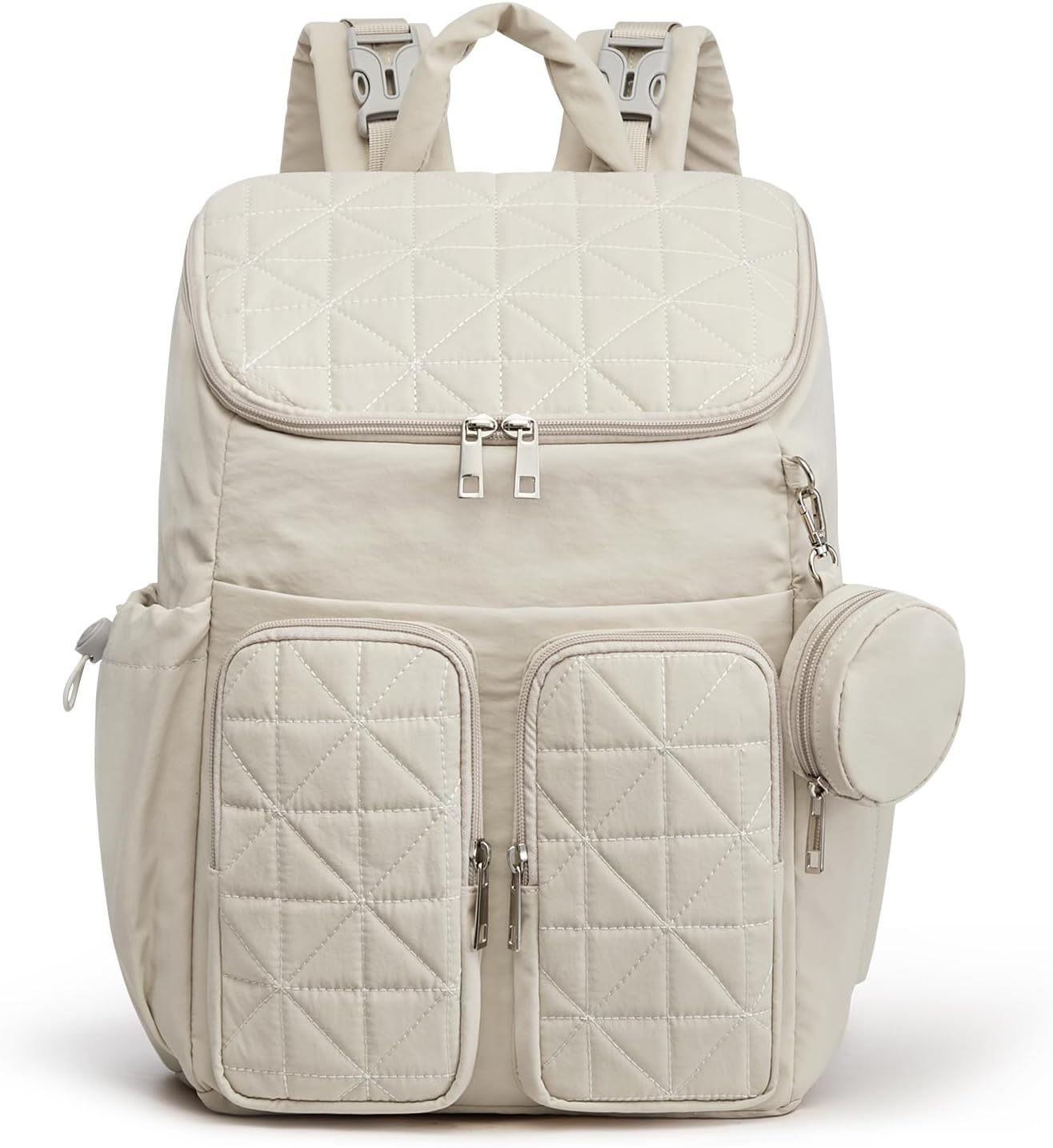 G4Free Diaper Bag Backpack for Moms Dads Travel Baby Bag with Pacifier Case & Insulated Pockets,Beige