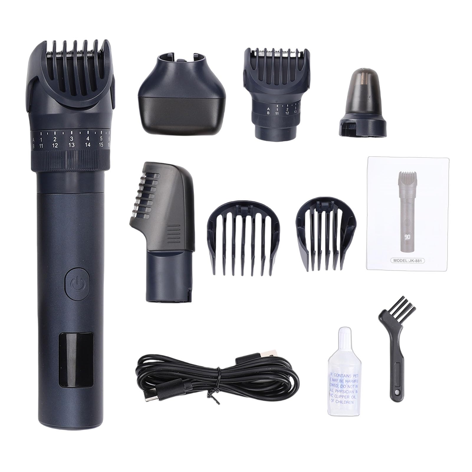 5-in-1-Haarschneider-Set für Männer, Bartpflege-Set, Körperpflegegerät mit LED-Anzeige und 21 Einstellbaren Längen, IPX6 Wasserdicht, Ideal für die Männerpflege (USB-Aufladung)