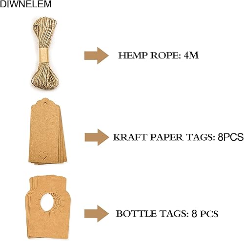 Miniatura 3 de DIWNELEM Paquete de 2 bolsas de regalo de vino de arpillera con ventana, bolsas de vino de yute con calcomanías, bolsas de arpillera para botellas