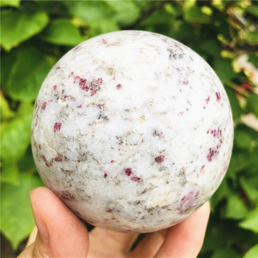 AUOQKQUT Stone Plum Blossom Tourmaline Crystal Ball Stones Home Decoration Gift Ornaments (Size : 190-220g)