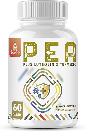 Palmitoiletanolamida de 1500 mg con luteolina 98% y cúrcuma, alta absorción, suplemento de guisantes micronizados para el manejo de molestias,