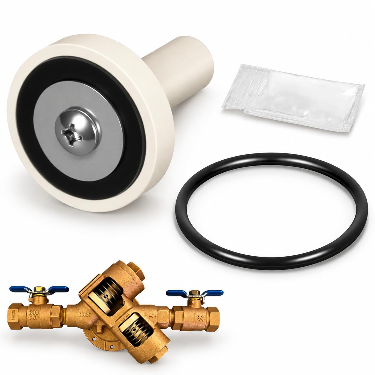 Photo 1 of For Febco 825Y Single Check Repair Kit 905044 for 3/4", 1" & 1-1/4" 805Y 825Y Reduced-Pressure Backflow Preventers, 905-044 Replacement Check Assembly Kit Includes Check Poppet and Cover O-ring
