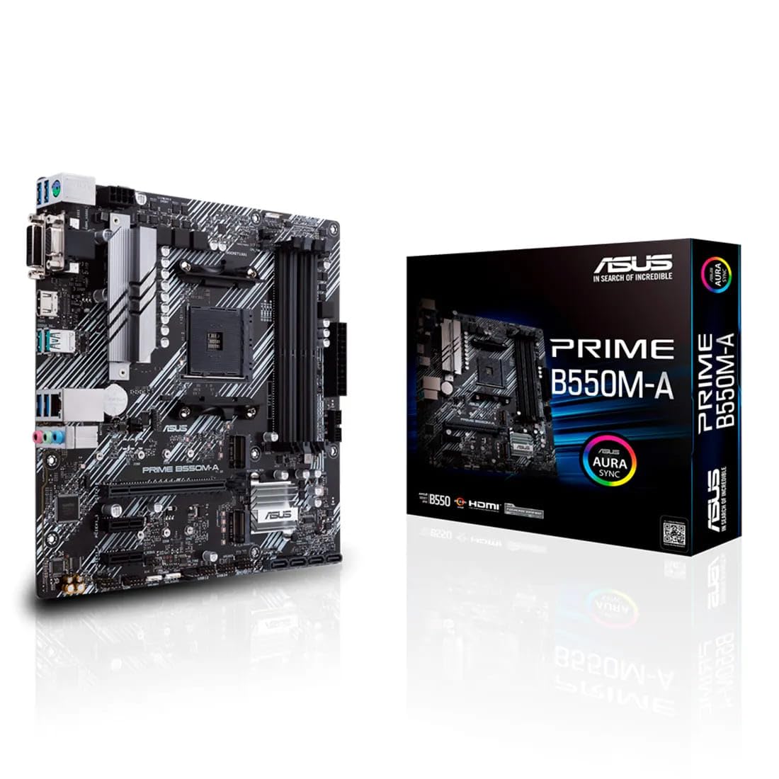 新品 ASUS PRIME B550M-A MicroATX AM4 M.2 Placa-Mãe AMD ASUS PRIME B550M-A DDR4 AM4, M.2, HDMI/DVI, mATX