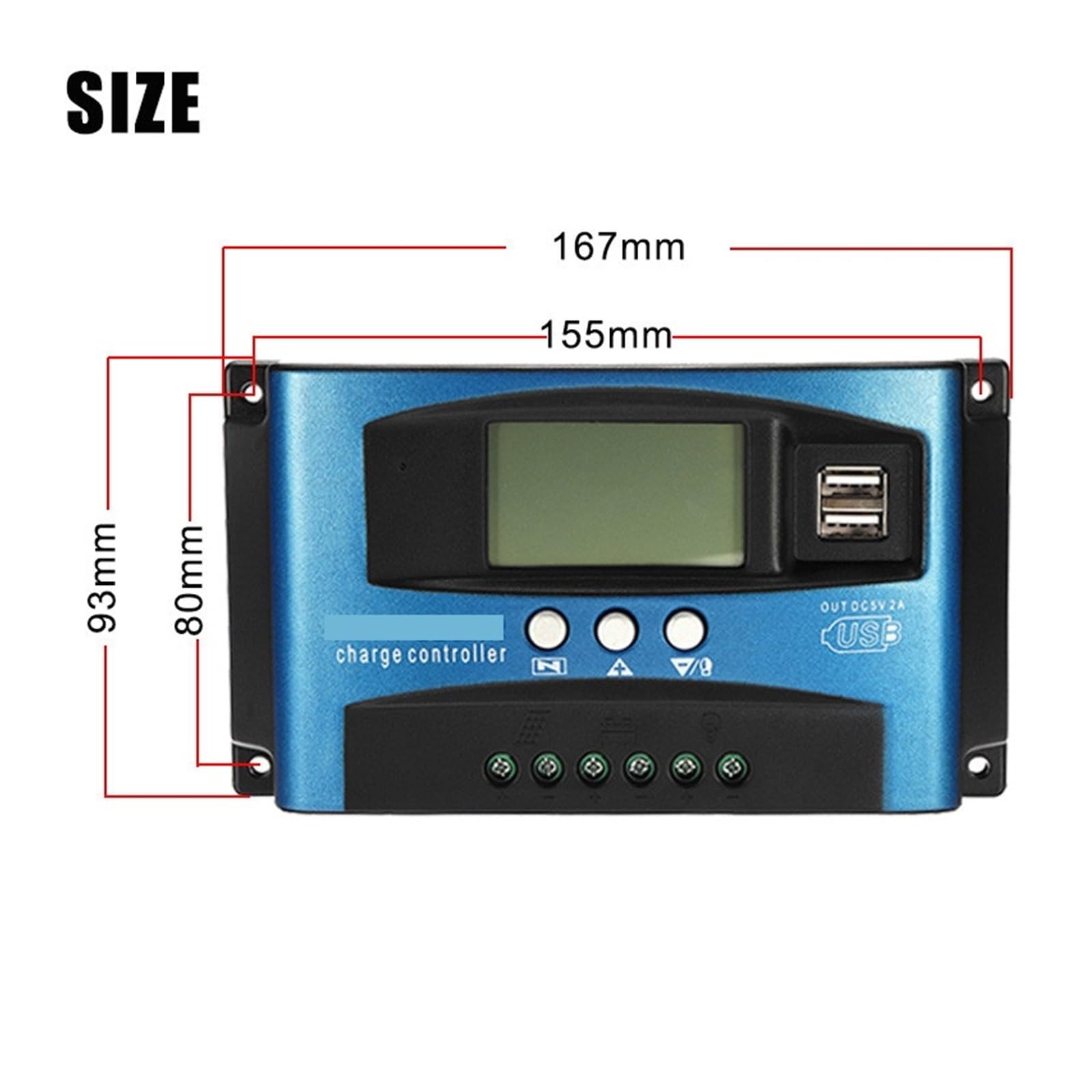 Controlador De Carga Solar MPPT 30/40/50/60/100A, Pantalla LCD USB Dual, Regulador Cargador Panel Células Solares Automático 12V/24V Con(60A)