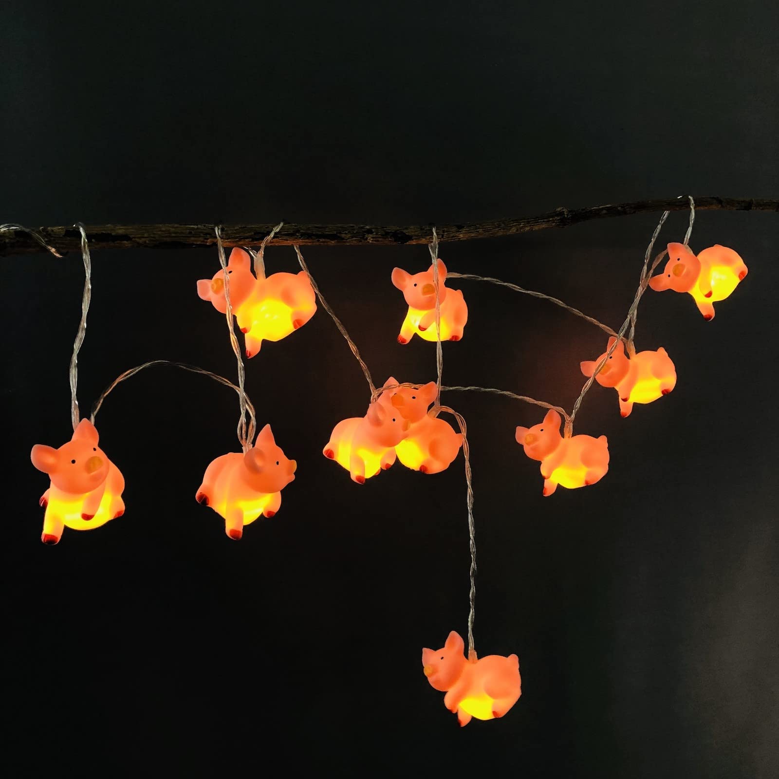 Riaxuebiy Cute Animal Pig Shape Fairy String Lights Battery Powered Night Light for Halloween Christmas Thanksgiving Tree Home Party Children Kids Bedroom Decoration (1.65m/10led, Small Pig)