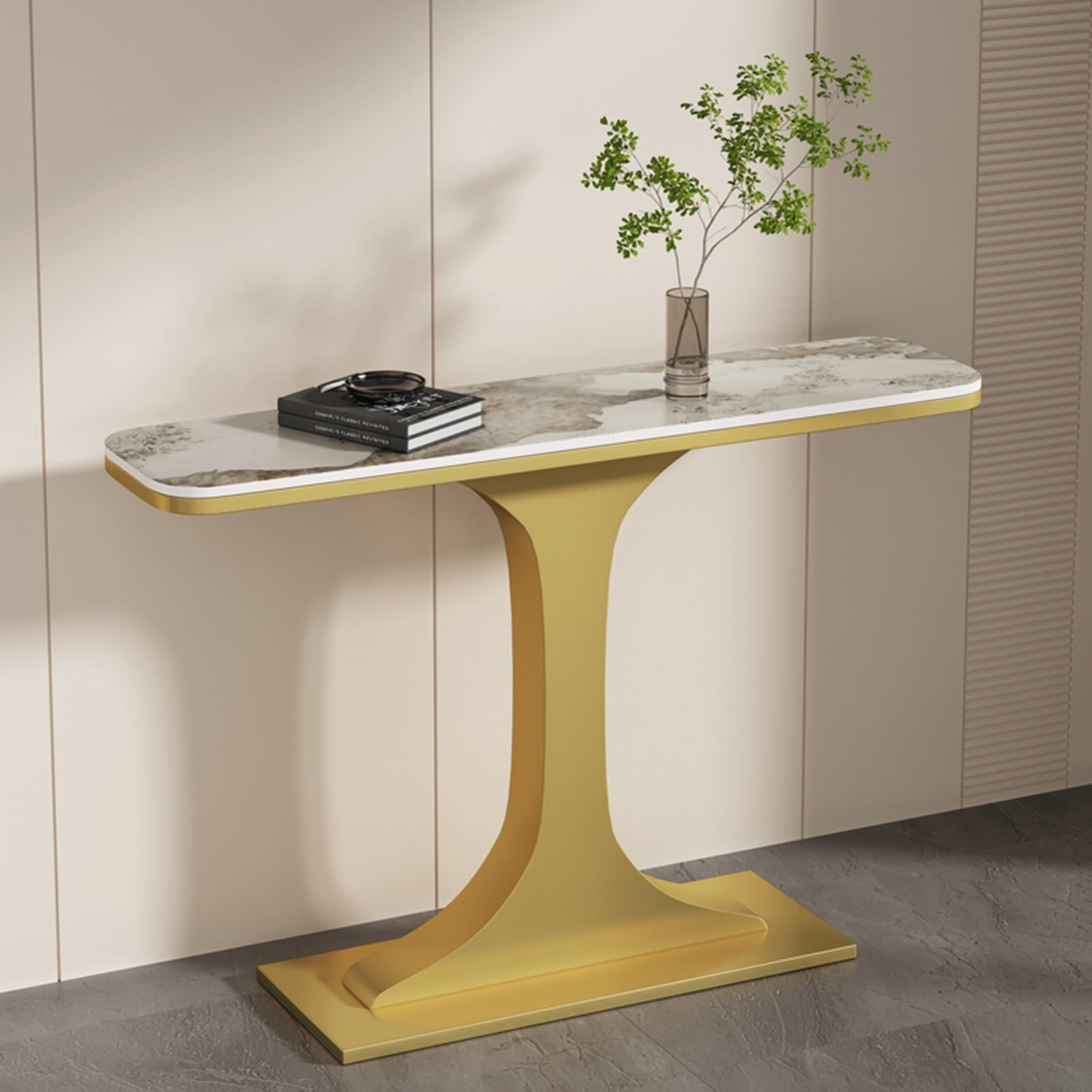 Console d'entrée, Table Console Moderne, Table d'appoint étroite avec Structure en métal, pour entrée, Couloir, Salon, Facile à Assembler (L, 80 cm / 31,5 cm)