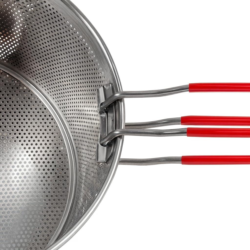 Nudelsieb 2er Set, Edelstahl Nudelsieb mit abnehmbarem Griff, Metall Nudelsiebkorb, Fritteusenkorb, Küchensieb zum Waschen, Abtropfen Frittieren, Kochen, Dämpfen