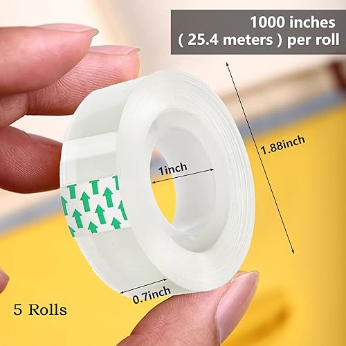Miniatura 4 de Rouceyxin 8 rollos de cinta adhesiva de doble cara y 5 rollos de repuestos de cinta transparente, 34 pulgadas x 1000 pulgadas de cinta transparente