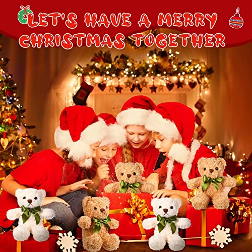 Hydren 18 Pack Bear Stuffed Animal 10 Inch Small Plush Bear Toy Cute Soft Plush Stuffed Bears Toy With Bow Tie For Birthday Christmas Baby Shower Valentine's Day Graduation Party Gift (Beige, White) #TOP2