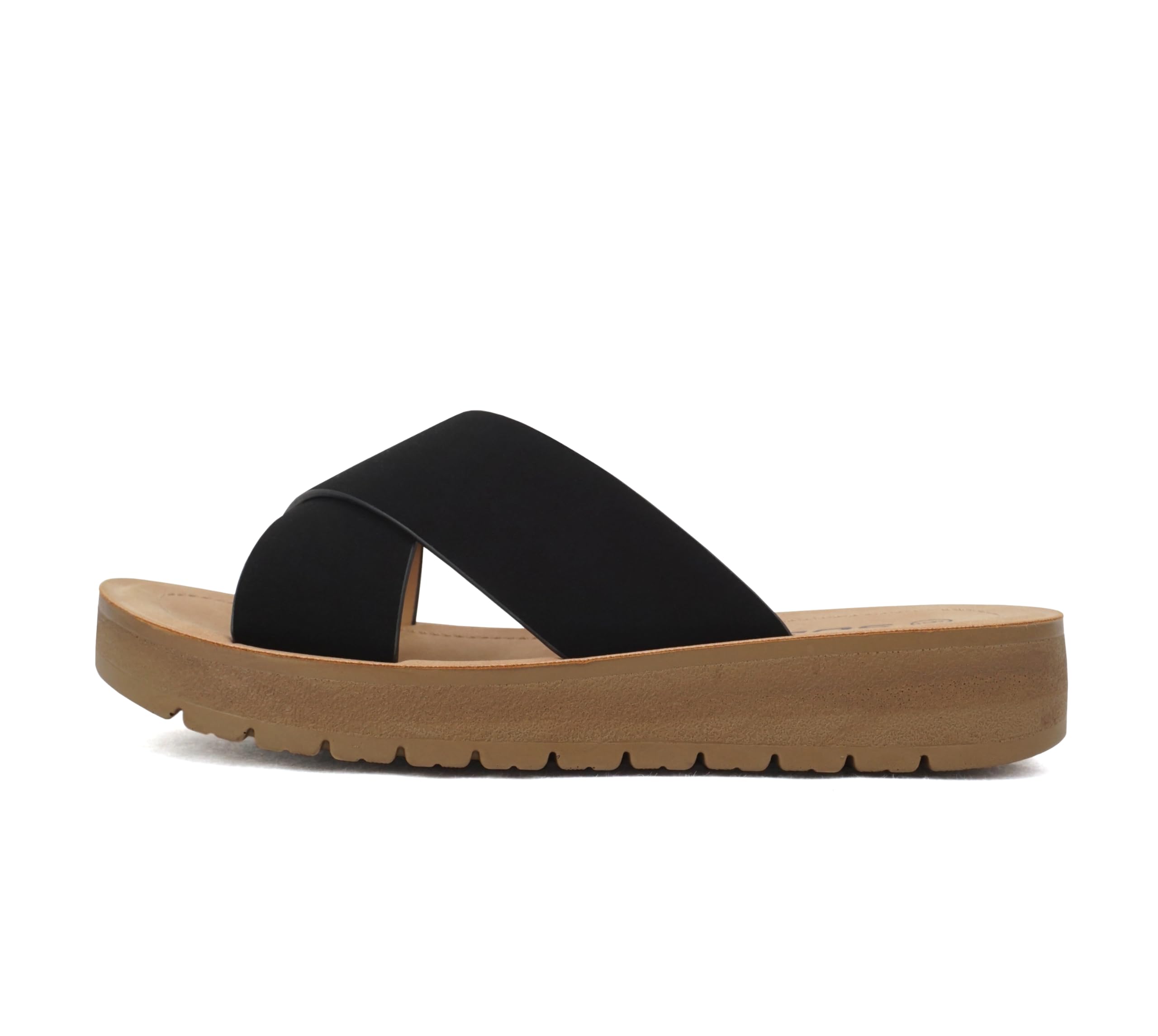 Soda LUCY Women Open Toe Flatform Platform Crisscross Band Upper Fashion Slide Sandals