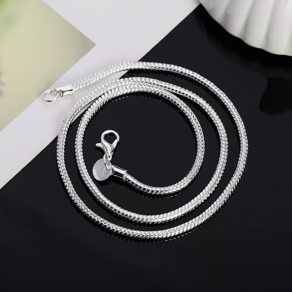 Collar de Cadena de Serpiente de Plata de Ley 925 de 1MM, 2MM y 3MM para Hombres y Mujeres, Regalo de joyería de Boda