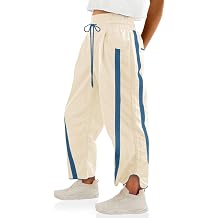 Womens Pants Baggy Wide Leg Casual Workout Elastic Waisted Stripes Track Pockets Y2K Barrel Trendy