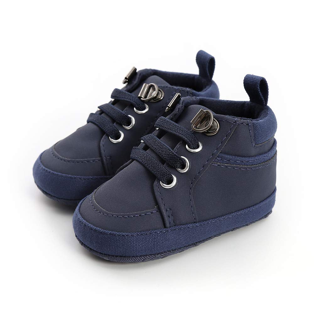 Meckior Toddler Baby Boys Girls High Tops Ankle Sneakers Soft Anti-Slip Sole PU Leather Moccasins Infant Newborn Prewalker First Walking Crib Shoes