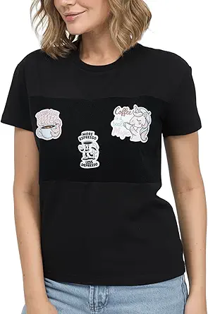 Women's Cotton T-Shirts with Stickers Medium