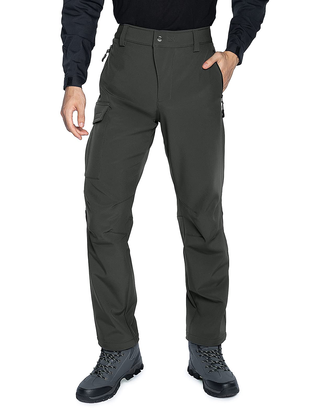 Wespernow Pantaloni Trekking Uomo Impermeabile Pantaloni da Lavoro Outdoor Pantaloni Neve Softshell per Trekking e Sport all'aperto | Pantaloni da neve impermeabili e antivento, foderati, con 4 tasche con cerniera, per escursioni invernali e snowboard