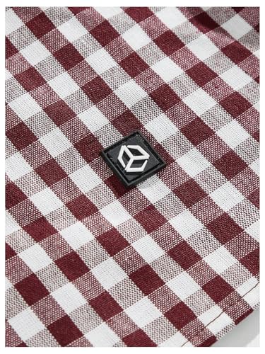 SHENHE Men's Plaid Button Down Short Sleeve Cropped Shirt Gingham Collared Shirt Top3