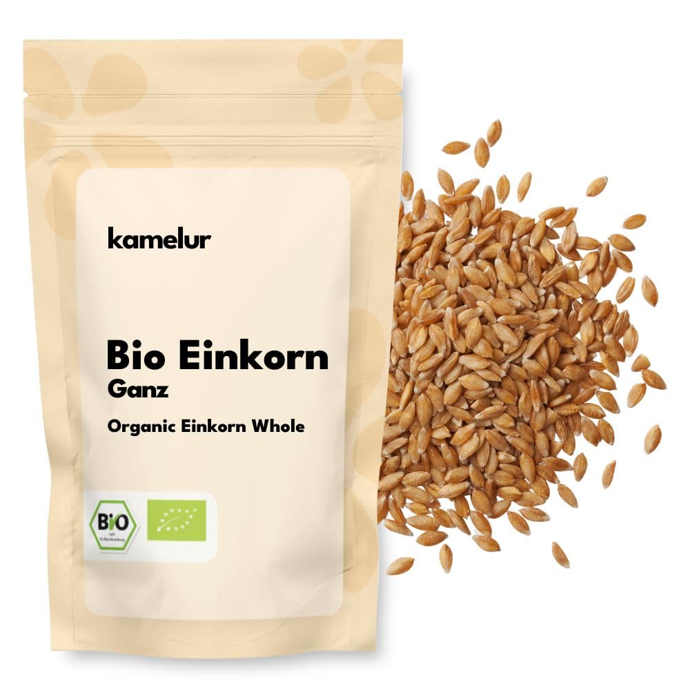 Kamelur Bio Einkorn ganz 500 g – Urgetreide aus kontrolliert biologischem Anbau – Ganze Einkorn Körner für Kochen, Backen & Mahlen
