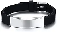 Pulseira Personalizada Identificação Idosos Crianças preta