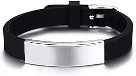 Pulseira Personalizada Identificação Idosos Crianças preta