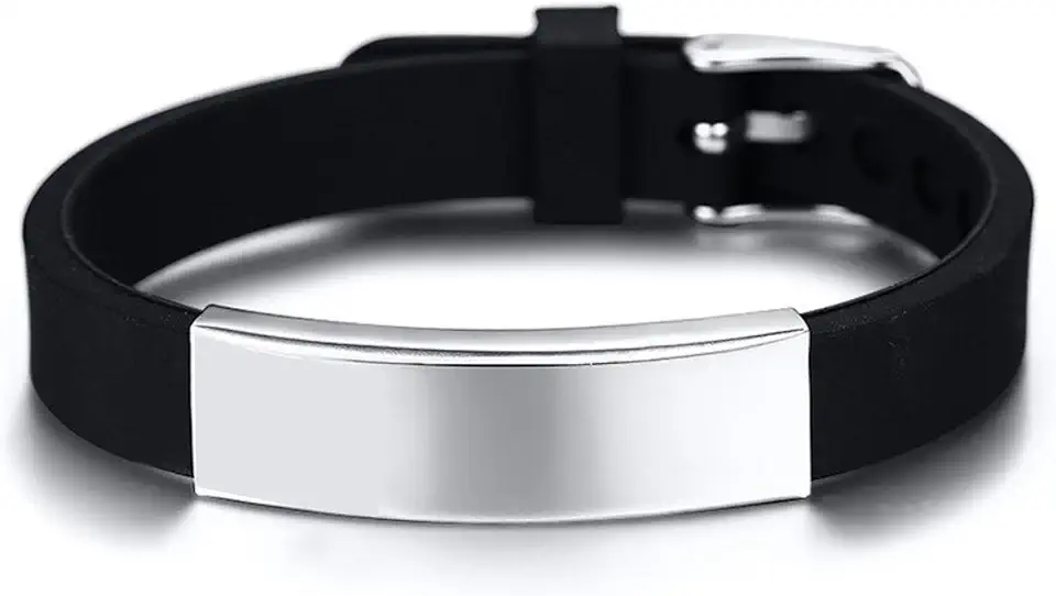 Pulseira Personalizada Identificação Idosos Crianças preta