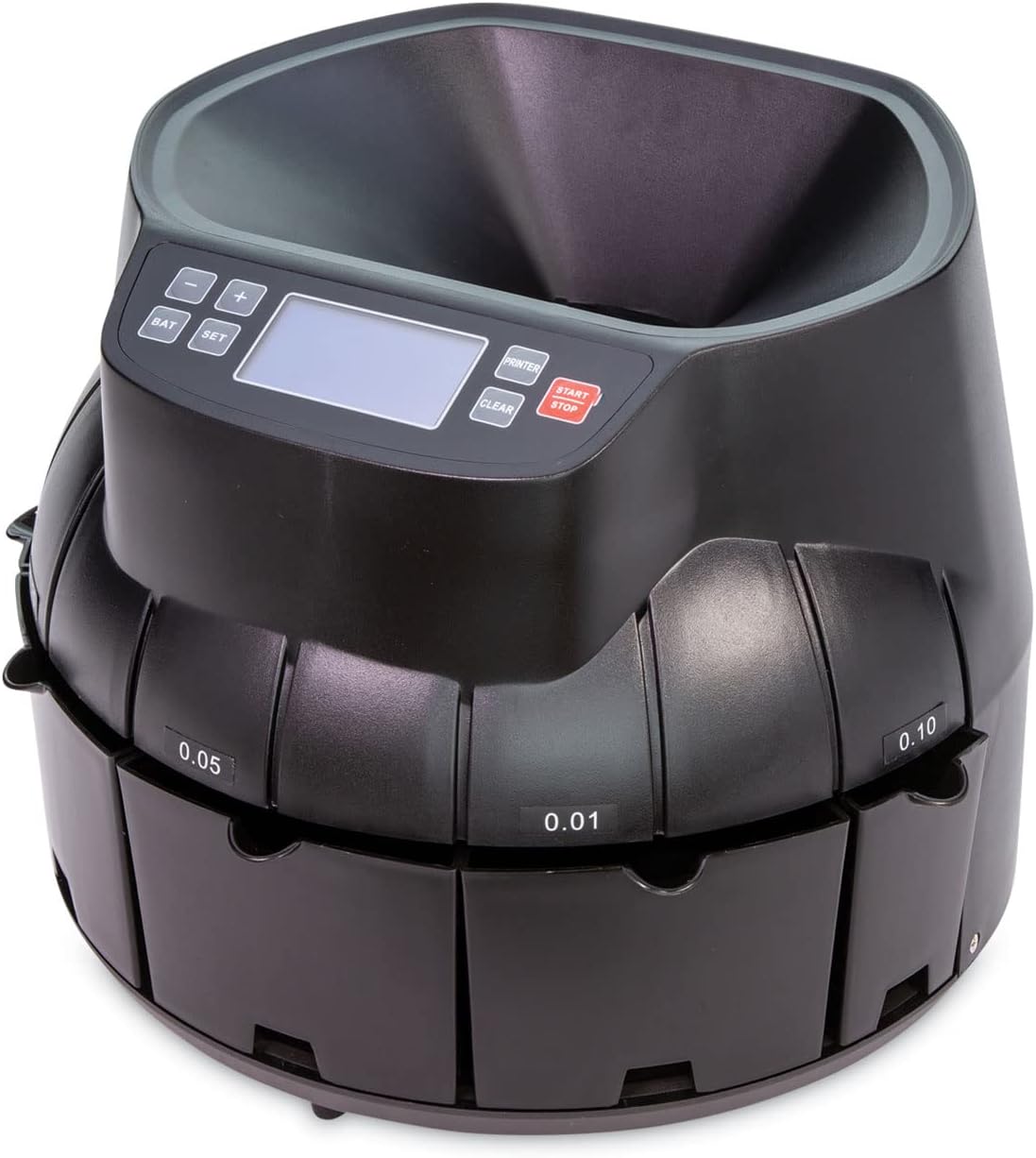 CONTROLTEK Coin Counter, Dimes, Nickels, Pennies, Quarters, 14.2 x 13.4 x 11, Black